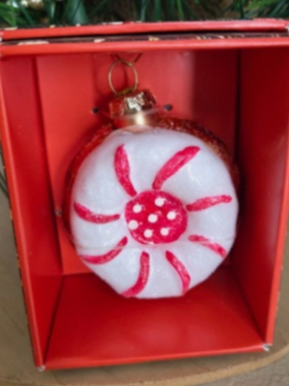 John Derian Red White Cookie Glass Christmas Tree Ornament 2025 New in Box